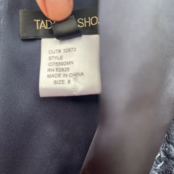 Beautiful Navy Dress with Cap Sleeves and Beaded Lace Bodice - Picture 10 of 12